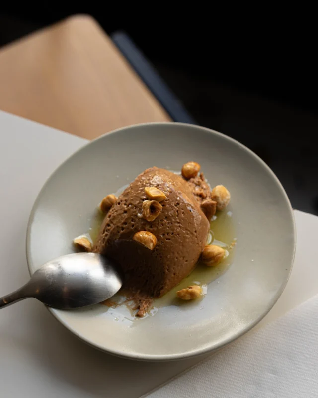 Chocolate mousse, olive oil, sea salt and roasted hazelnuts. There’s a reason it’s still on the menu.