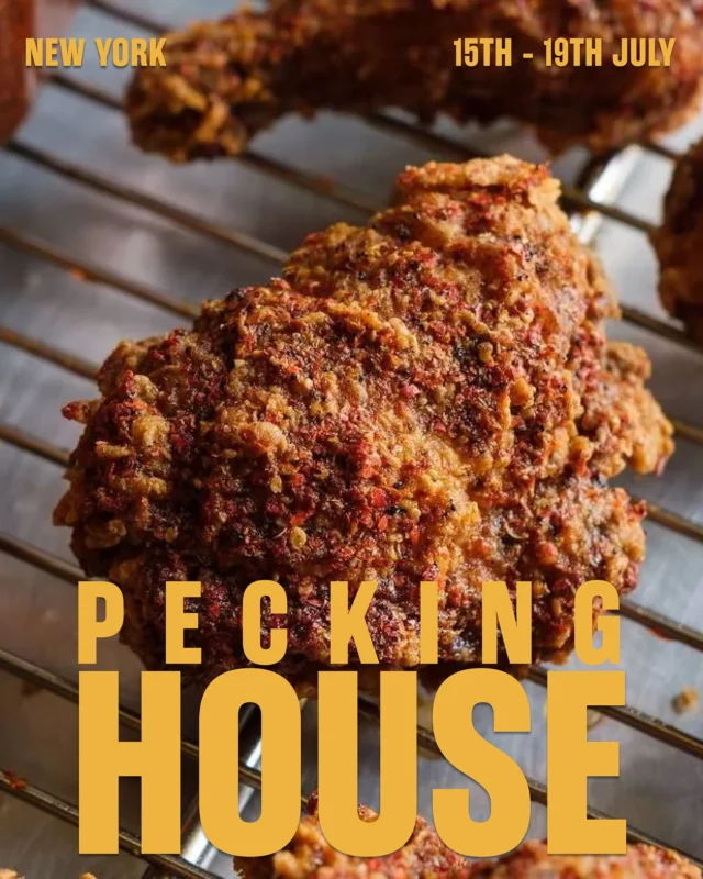 Sound the alarm. New York’s fried chicken phenomenon, Pecking House, returns to Charlotte Street. That’s right, this is not a drill.
Eric Huang, the fryer-in-chief and all-round flavour sorcerer returns to Carousel with his cult Brooklyn hit, expect more of his signature Southern crunch, lip-smacking Taiwanese heat and fireworks of flavour. It’s big, unapologetic energy and we’re here for it.
What started as a pandemic pivot in his parents’ Queens restaurant has become a full-blown movement; 10,000-strong waitlists, the opening of his own space, and fried chicken that hits like a love song and a lightning bolt all at once. There’s a reason you can count The New York Times and Eater amongst the legion of superfans.
Last time was wild. This time, we’re going bigger. The internationally recognized king of the chicken wing is coming in even hotter. We’ll be ripping up the rulebook for this one, offering staggered bookings and a tight menu of undisputed P.H. classics, so everyone gets a taste of the magic. Think ‘Chilli Fried Chicken’, ‘Marinated aubergine, XO sauce, basil’ and ‘Wok-fried lettuce, crispy garlic’. If you thought it was a roadblock last time round, think again. Sound the alarm. New York’s fried chicken phenomenon, Pecking House, returns to Charlotte Street. That’s right, this is not a drill.
Eric Huang, the fryer-in-chief and all-round flavour sorcerer returns to Carousel with his cult Brooklyn hit, expect more of his signature Southern crunch, lip-smacking Taiwanese heat and fireworks of flavour. It’s big, unapologetic energy and we’re here for it.
What started as a pandemic pivot in his parents’ Queens restaurant has become a full-blown movement; 10,000-strong waitlists, the opening of his own space, and fried chicken that hits like a love song and a lightning bolt all at once. There’s a reason you can count The New York Times and Eater amongst the legion of superfans.
Last time was wild. This time, we’re going bigger. The internationally recognized king of the chicken wing is coming in even hotter. We’ll be ripping up the rulebook for this one, offering staggered bookings and a tight menu of undisputed P.H. classics, so everyone gets a taste of the magic. Think ‘Chilli Fried Chicken’, ‘Marinated aubergine, XO sauce, basil’ and ‘Wok-fried lettuce, crispy garlic’. If you thought it was a roadblock last time round, think again.