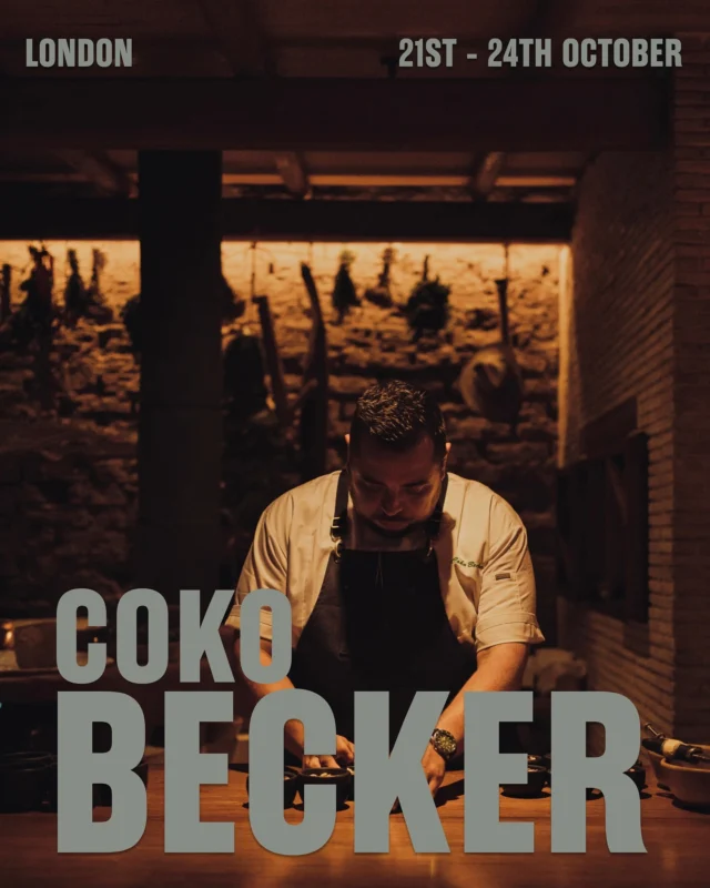 Coko Becker is almost impossible to pin down – the itinerant Mexican is always too damn busy – but the planets have finally aligned.

Giving us a tantalising glimpse of what to expect from his upcoming solo opening, Coko joins us with a peach of a menu that’s the synthesis of his extraordinary culinary journey so far; eight years at Pujol**, where he rose through the ranks to lead arguably Mexico’s most influential kitchen, through to a series of high-profile collaborations in London with the likes of Tayēr + Elementary, Annabel’s and LUUM.

Rooted in Mexico’s rich culinary history, but humming with ideas that reflect London’s place as one of the world’s most diverse food meccas, Coko is coming in hot with killer creations like ‘Honey and parmesan esquites’; ‘Oyster, nam phrik phao, cacahuate garapiñado, coconut curry’; and ‘Scallop tostada, jalapeño, avocado, yuzu’ that are as vibrant as they are unique. 

Honouring the past, while embracing the present, Coko is a Mexican chef at the very top of his game.