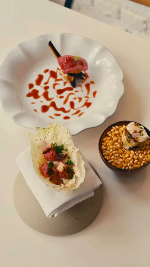 This week we’re joined by Miller Prada in the Guest Chef kitchen — a chef who’s spent time in some of London’s most celebrated kitchens, (The Ledbury***, Pollen Street Social*, Endo at the Rotunda*) before earning his first Michelin star leading the kitchen opening at Mayfair’s Humo.

Now he’s stepping out on his own, with new projects ahead, his week with us signals the start of an exciting new chapter. Miller joins us with a real showstopper of a menu, not only showcasing his total control over the open-fire cooking that made his name but tying together memory, heritage and history.

Here he runs us through the three snacks that kick off his menu ‘Cassava ‘arepa’, Amazonian tucupi, razor clams, prickly ash pepper’, ‘Tuna frito’ and ‘Castelfranco Ssam, huacatay, Jerusalem artichoke’, it truly is precision cooking at its finest.

With only a few spaces left, make sure you catch him while you can.