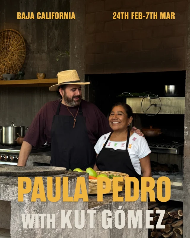 Introducing Paula Pedro, a Zapotec woman from the coastal region of Oaxaca whose ancestral knowledge and intuitive command of masa, fermentation and fire offer a fascinating window into Mexico&rsquo;s unique culinary past.

A former farmer and market trader, Paula first came to our attention thanks to our late friend Hugo Dur&aacute;n, who invited her to be 𝘮𝘢𝘦𝘴𝘵𝘳𝘢 𝘥𝘦 𝘮𝘢&iacute;𝘻 &ndash; &lsquo;master of corn&rsquo; &ndash; at his jungle pop-up in Tulum, after discovering her corozo tostadas at the market in Pochutla. Hugo introduced Paula to another great friend of ours, Ernesto &lsquo;Kut&rsquo; G&oacute;mez, and when it came to conceiving the culinary offering for his own ambitious project, Casa Melina, Baja California, there was only one person he wanted to bring on board.

Returning to Carousel for a third time, Kut has long connected Mexican chefs, growers, and communities, strengthening traceability and fostering direct dialogue between the people who grow food and the people who cook it. His research-driven approach and obsession with single origin ingredients, combined with Paula&rsquo;s generations-old culinary inheritance, form the backbone of what the two now call &ldquo;the food of the Baja Oasis.&rdquo;

On display in dishes like &lsquo;𝘉𝘭𝘢𝘤𝘬 𝘉𝘦𝘢𝘯 𝘢𝘯𝘥 𝘏𝘰𝘫𝘢 𝘚𝘢𝘯𝘵𝘢 𝘛𝘢𝘮𝘢𝘭 𝘸𝘪𝘵𝘩 𝘚𝘮𝘰𝘬𝘦𝘥 𝘊𝘩𝘪𝘤𝘬𝘦𝘯 𝘉𝘳𝘰𝘵𝘩&rsquo;; &lsquo;𝘏𝘪𝘣𝘪𝘴𝘤𝘶𝘴 𝘛𝘪𝘯𝘨𝘢 𝘎𝘰𝘳𝘥𝘪𝘵𝘢 𝘸𝘪𝘵𝘩 𝘔𝘦𝘥𝘪𝘵𝘢 𝘚𝘩𝘦𝘦𝘱&rsquo;𝘴 𝘊𝘩𝘦𝘦𝘴𝘦&rsquo;; and &lsquo;𝘓𝘢𝘮𝘣 𝘉𝘢𝘳𝘣𝘢𝘤𝘰𝘢, 𝘗𝘪𝘤𝘬𝘭𝘦𝘥 𝘍𝘦𝘯𝘯𝘦𝘭, 𝘚𝘢𝘭𝘴𝘢 𝘝𝘦𝘳𝘥𝘦, 𝘍𝘳𝘦𝘴𝘩 𝘛𝘰𝘳𝘵𝘪𝘭𝘭𝘢𝘴 𝘢𝘯𝘥 𝘈𝘺𝘰𝘤𝘰𝘵𝘦𝘴&rsquo;, their cooking is rustic yet layered, with nearly every element hecho a mano &ndash; &lsquo;prepared by hand&rsquo; &ndash; and measured only by touch, sound and intuition.

The result is compelling, delicious and totally unlike any Mexican food you&rsquo;ll find here in London.