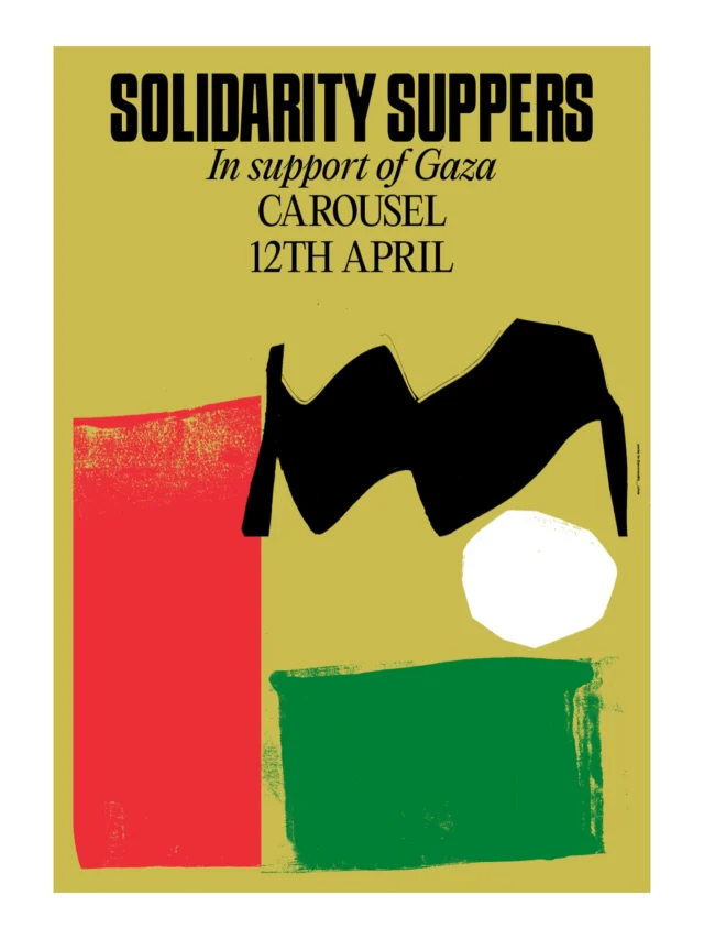 Today we&rsquo;re very proud to host the next edition of Solidarity Suppers, a fundraising event in aid of the people of Gaza.

We&rsquo;re raising vital funds and awareness for creative human rights charity, Amos Trust and aid organisation, MAP, with the event bringing together friends from London&rsquo;s restaurant community for an evening of panel talks and guest chef appearances.

On the guest chef stations are Hector Henderson, Malik Acid, Gabriel Pryce of Rita&rsquo;s, Naz Hassan & Alessandro Boscolo of Lupa and Suzie Bakos, alongside Carousel&rsquo;s very own Cometa - on the oysters - and Chuck&rsquo;s smashburgers in No.23.

With panel talks including speakers; Ahmed Alnaouq (We Are Not Numbers, Gazan), Malak Mattar (Gazan artist), Dr Khaled Dawas (British surgeon who spent time in Gaza in 2024, via MAP), Manal Ramadan White (MD of Zaytoun), Yasmin Khan (cookery writer and human rights campaigner) and Anna Patrowicz (Nabeeth wines).

Your &pound;15 entry ticket includes a welcome drink, with all proceeds going to our chosen charities, while food can be purchased from our guest chefs. We&rsquo;re also running a raffle, with prizes generously donated by industry friends.

We open our doors at 5pm with the event running until 10pm. If you&rsquo;d like to join us, tickets can be purchased on the door. We hope you can make it.