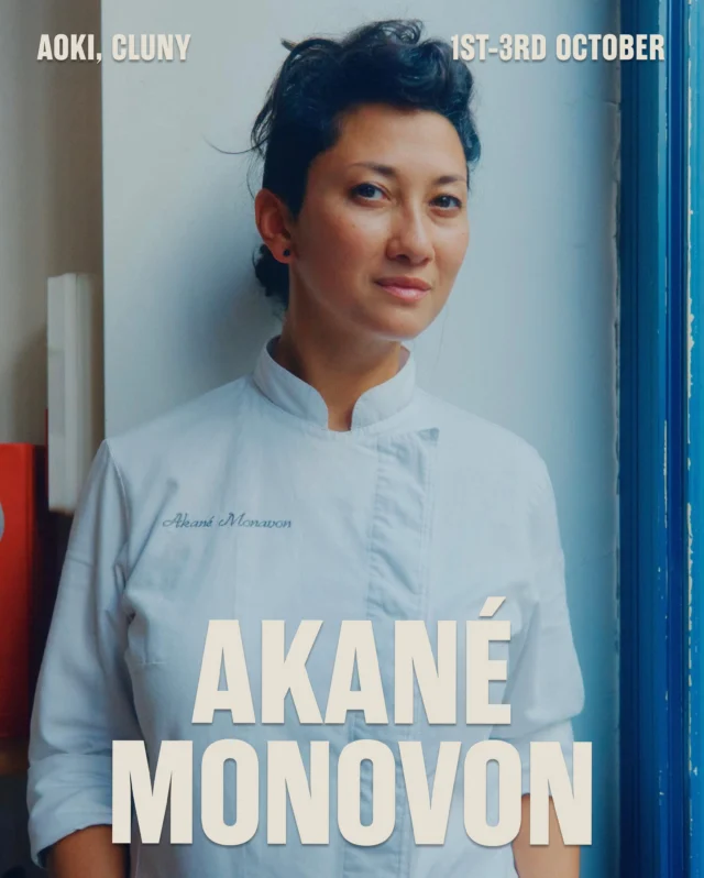 Akan&eacute; Monavon returns to Carousel ten years on with another menu of ethereal French-Japanese magic.

Born in Burgundy to a French father and Japanese mother, Akan&eacute; has always had an international outlook. Her career has taken her from Tokyo to Reykjavik, including formative stints in the kitchens of Virgilio Mart&iacute;nez (Lima) and Dominique Crenn (San Francisco), but home is where the heart is and two years ago Akan&eacute; finally put down roots back in Cluny, where she opened the ultra-charming 15-seater comptoir, AOKI.

Part izakaya, part wine bar, AOKI has been an instant hit with locals and wine pilgrims alike, who flock to the intimate counter for a taste of Akane&rsquo;s aromatic, flavour-forward creations.

With us for just three nights, Akan&eacute; is going all out, showcasing the full gamut of her imagination with compelling originals like &lsquo;P&atilde;o de Queijo, Comt&eacute;, Aonori Seaweed, Black Garlic, Miso&rsquo;; &lsquo;Yellowtail Sashimi, Shiso, Tarragon, Horseradish Labneh&rsquo; and &lsquo;Smoked Corn Chawanmushi, Langoustine Bisque, Samphire, Thai Basil&rsquo;. Don&rsquo;t miss it.