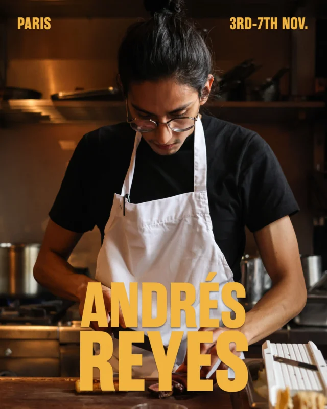 Andr&eacute;s Reyes Solis cooks our kind of food.

The Mexico City native mastered live-fire cooking under Jos&eacute; Luis Hinostroza at ARCA in Tulum (No. 22 in Latin America), before the call of the French capital proved too strong to resist.

After learning the French fundamentals at Le Dauphin (sister restaurant to the legendary Le Ch&acirc;teaubriand), Andr&eacute;s really found his voice at the much loved 𝘣𝘪𝘴𝘵𝘳𝘰𝘵 𝘥𝘦 𝘲𝘶𝘢𝘳𝘵𝘪𝘦𝘳 Le Saint S&eacute;bastien in the 11th, where he took up the reins after the departure of our buddy, Robert Mendoza. There he made waves with a heady mix of proudly Mexican flavours imbued with the rustic, anything-goes spirit of French bistronomy.

Now with a first solo opening on the horizon (Paris landlords take note), Andr&eacute;s lands on Charlotte Street with a seven-course menu of heavy-hitters where the flavours build to a crescendo. Think &lsquo;Grilled Mangalitza Pork, Beans, Sunflower Seed, Chilli Morita Sauce&rsquo;; &lsquo;Dexter Beef Tartare, Peanut, Mayo Morita&rsquo; and &lsquo;Olive Oil Cake, Mezcal Cr&egrave;me Anglaise, Black Pepper Ice Cream, Bay Leaf Oil&rsquo; to finish.

Everything you love about Mexican food with a little 𝘫𝘦 𝘯𝘦 𝘴𝘢𝘪𝘴 something. You&rsquo;re in good hands.